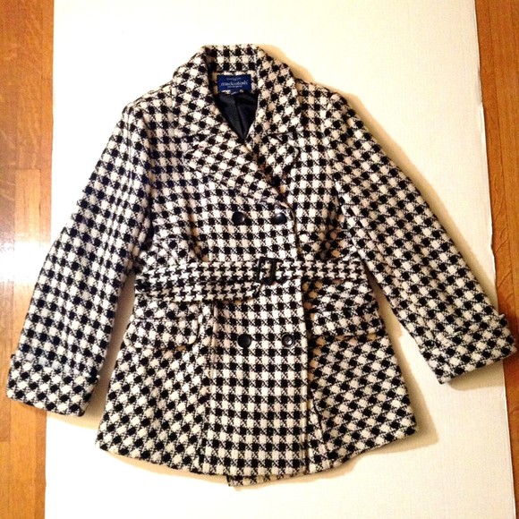 Wool Blend Blazer Jacket Women 1X Black White Check Tweed Belt Career Mackintosh - Picture 1 of 14
